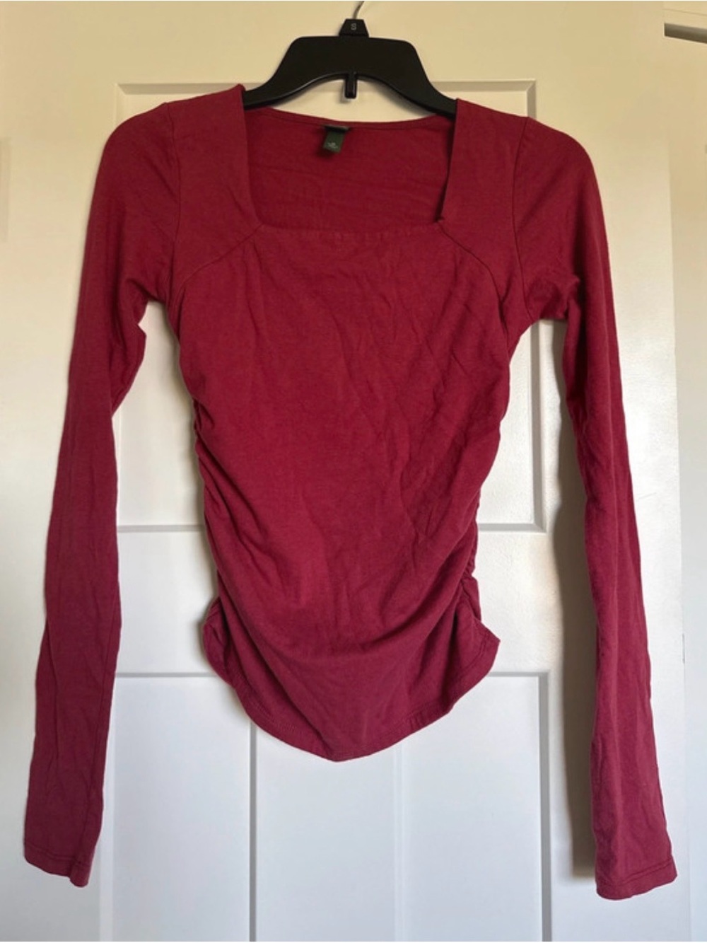 wild fable Long Sleeve Square Neck Top - Berry Red